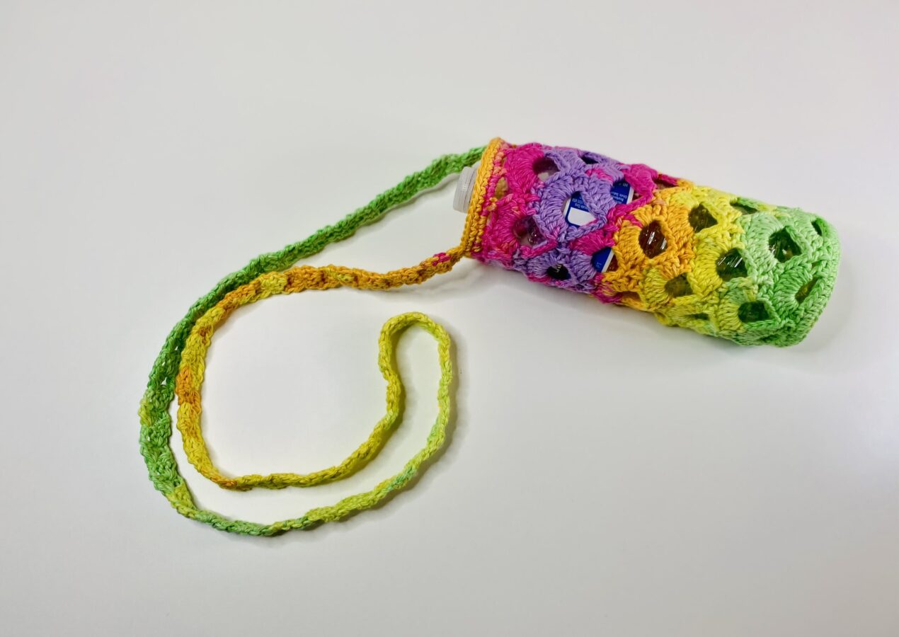 Crochet Rainbow Bottle Bag