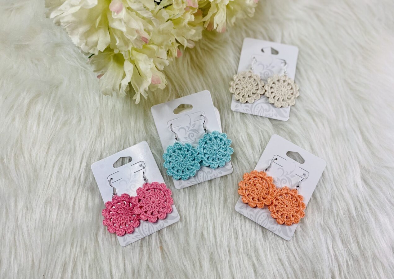 Dahlia Earrings (Crochet Earrings)