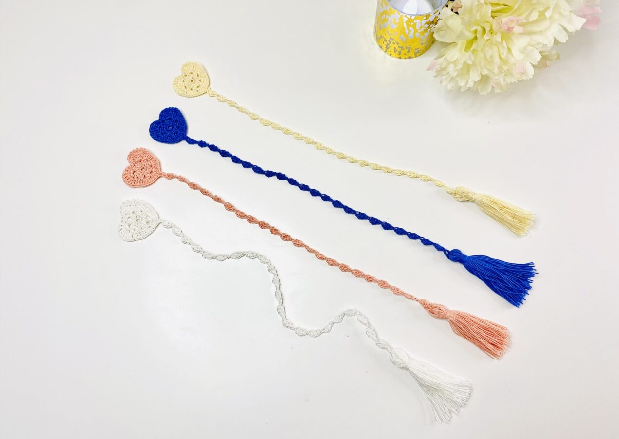Crochet Lace Heart Bookmark