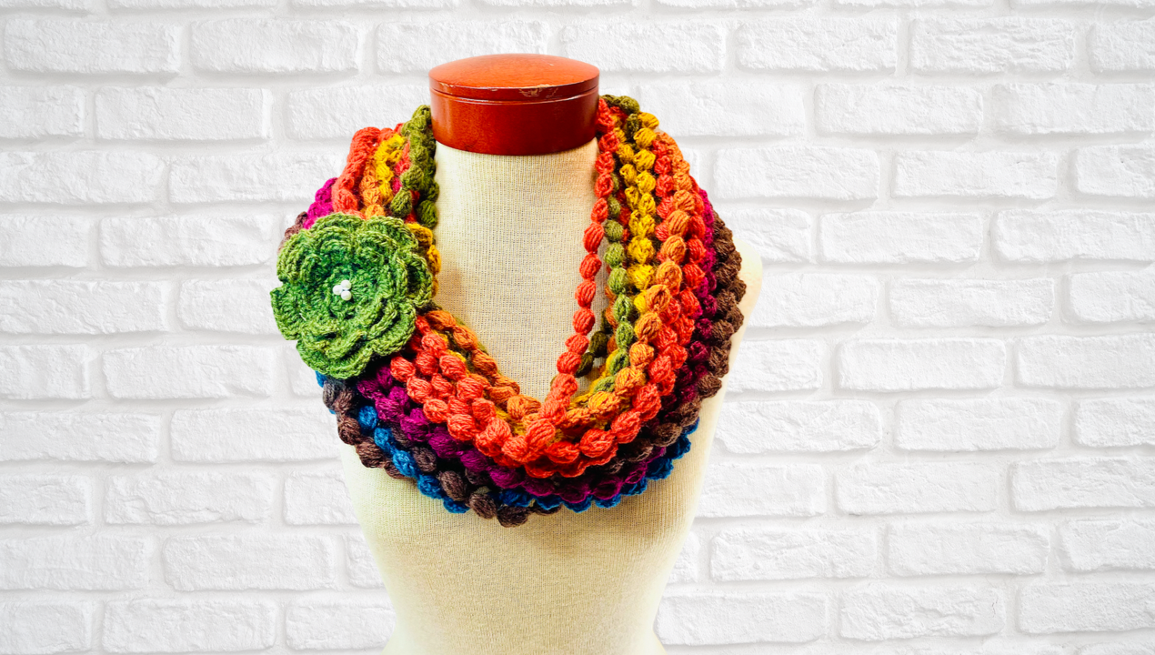 Beaded Crochet Cowl | Necklace Scarf | Puff Stitch Scarf 