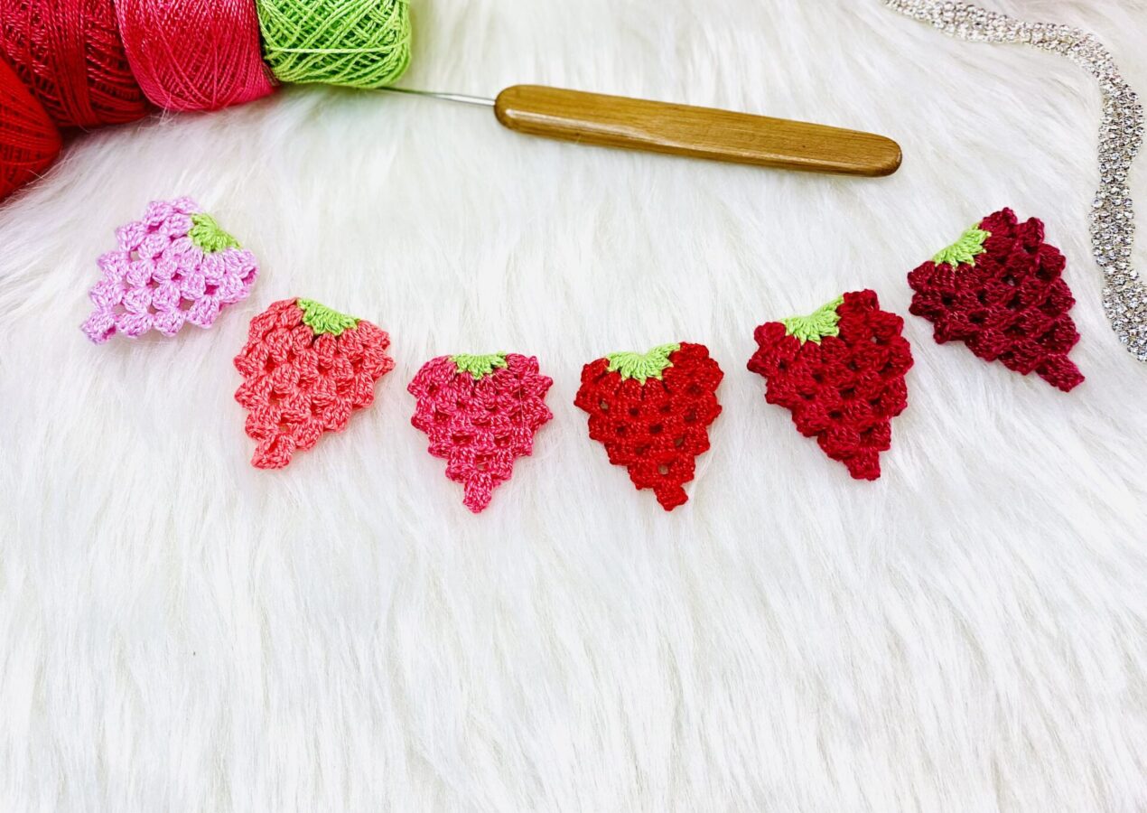 Crochet Strawberry Applique