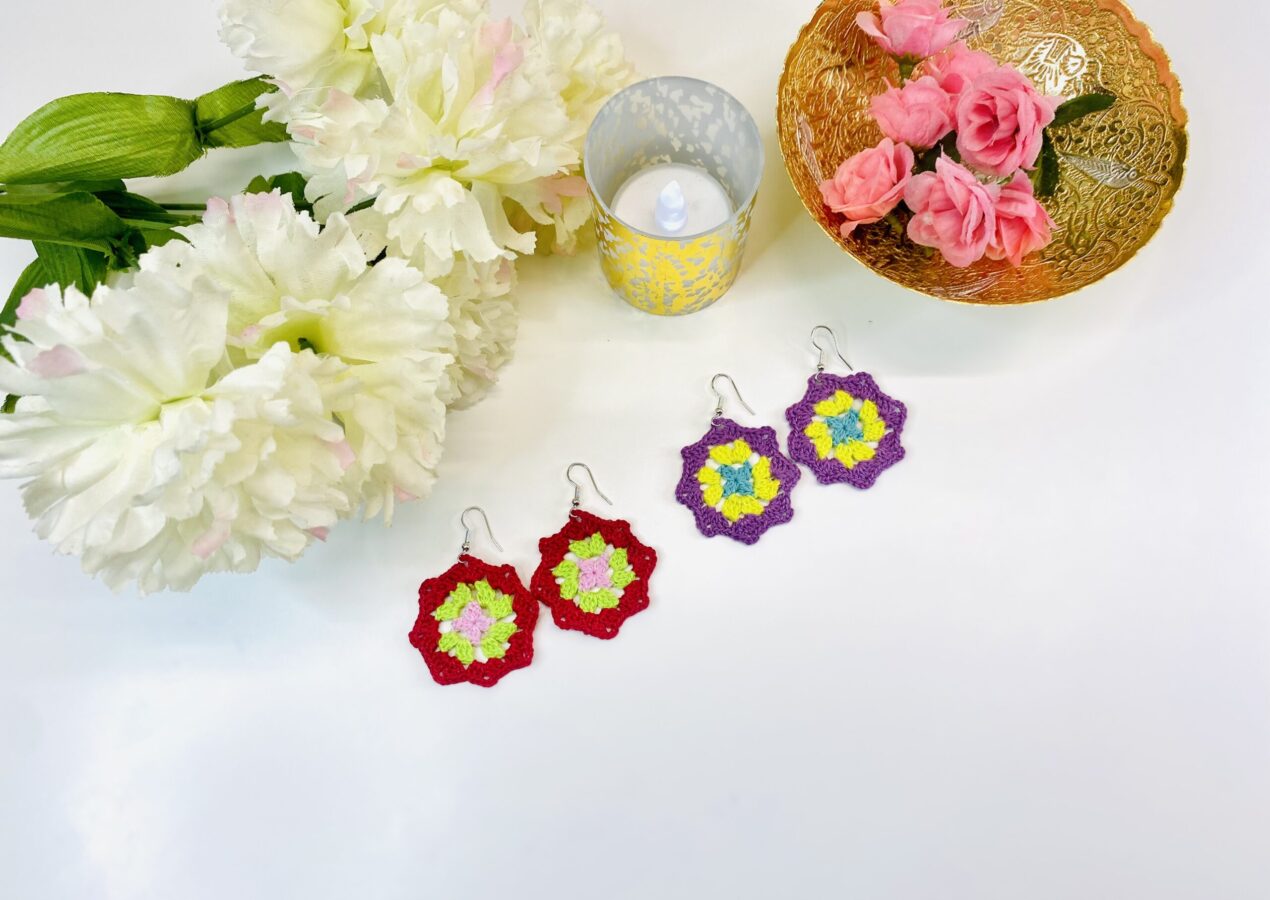 Granny Style Floral Earrings
