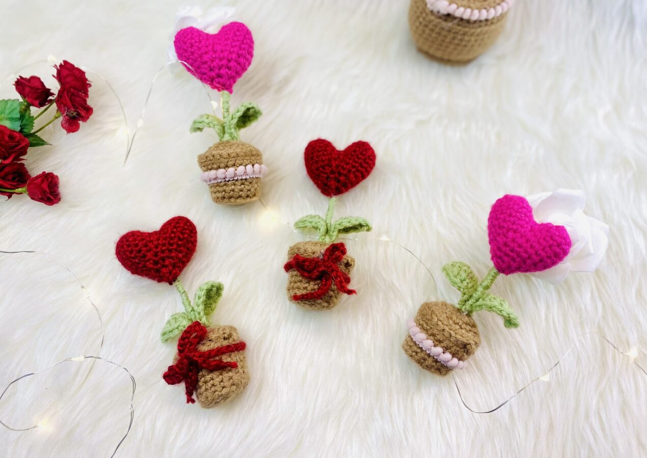 Crochet Valentine Flower Pot Amigurumi